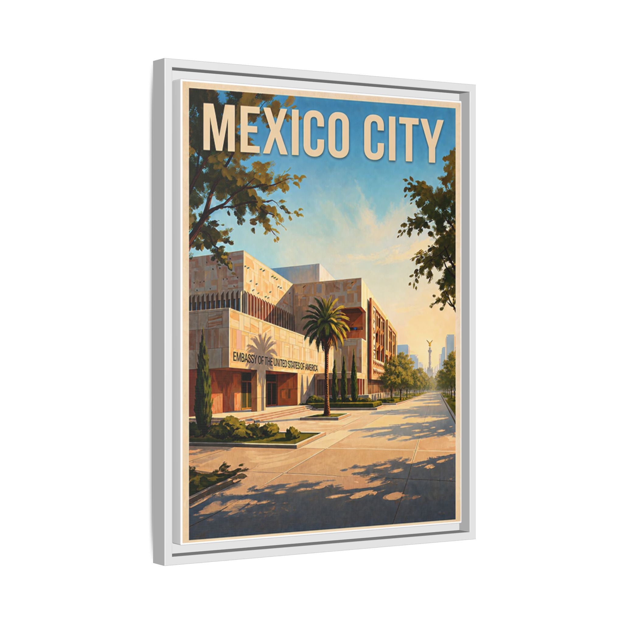 Mexico City Embassy Wrapped Canvas Framed