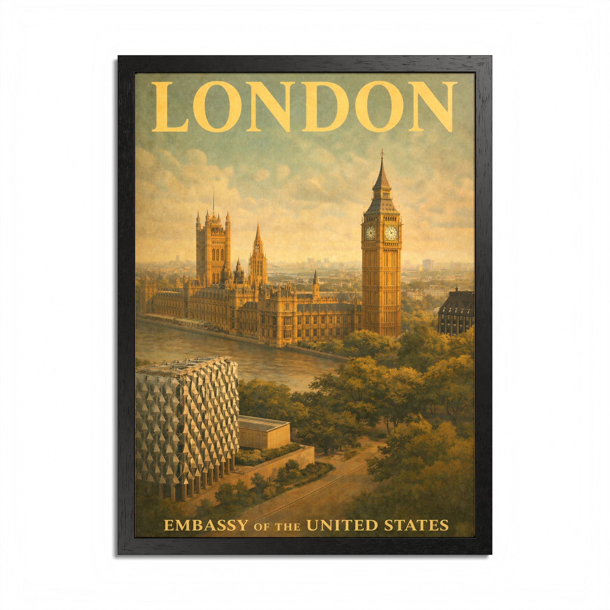 Vintage London Travel Poster Framed