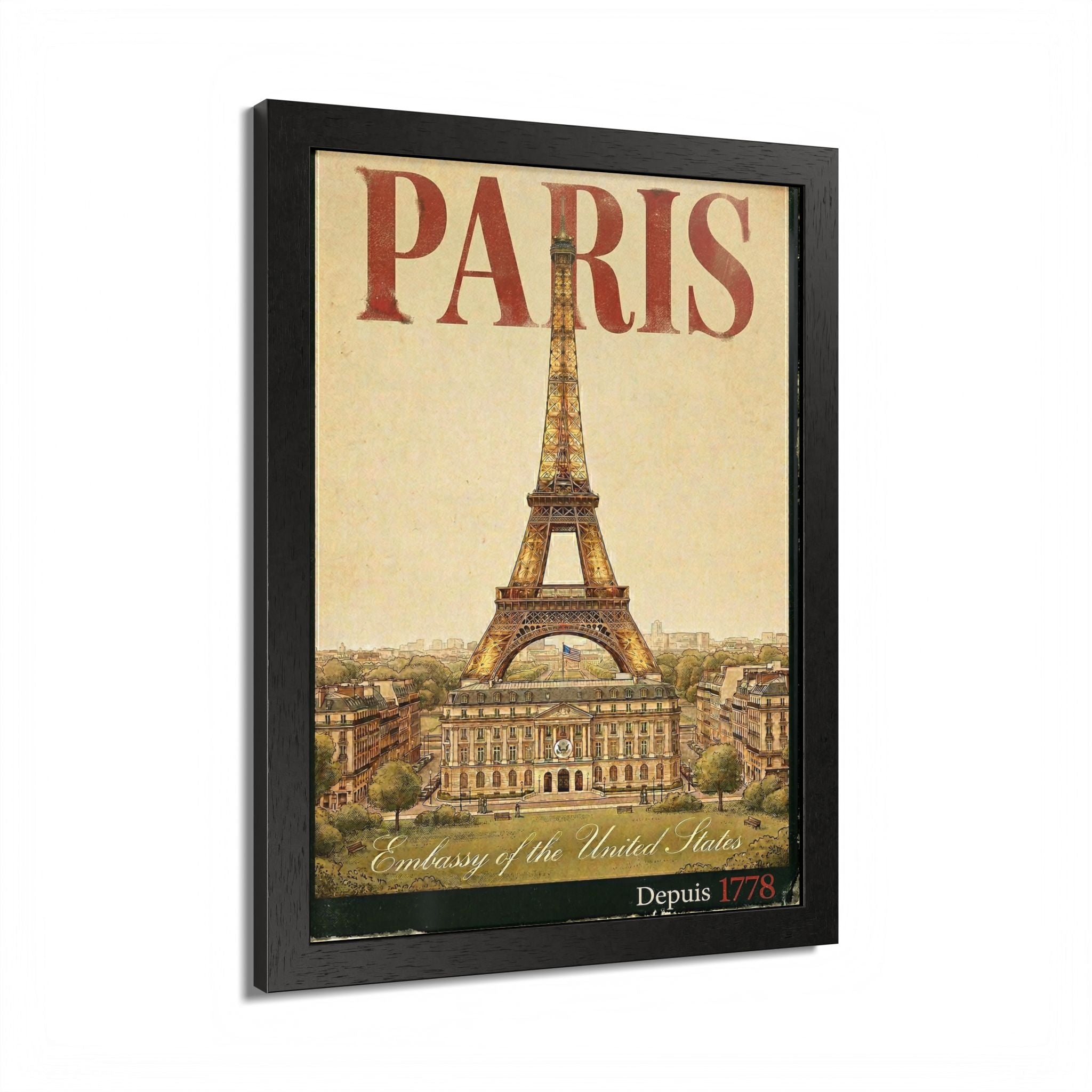Paris Eiffel Tower Vintage Travel Poster Framed Poster