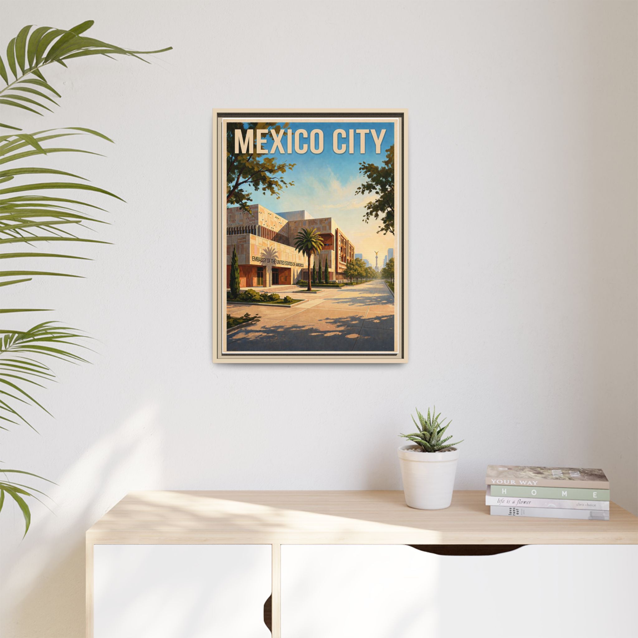 Mexico City Embassy Wrapped Canvas Framed