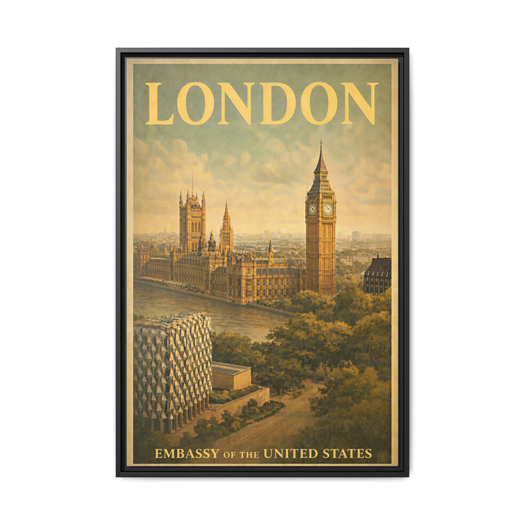 London Embassy Wrapped Canvas Framed
