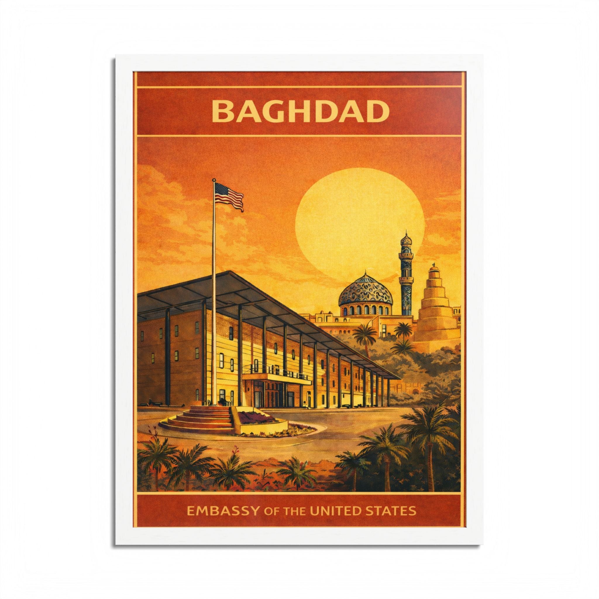 Baghdad Embassy Vintage Travel Poster Framed Poster