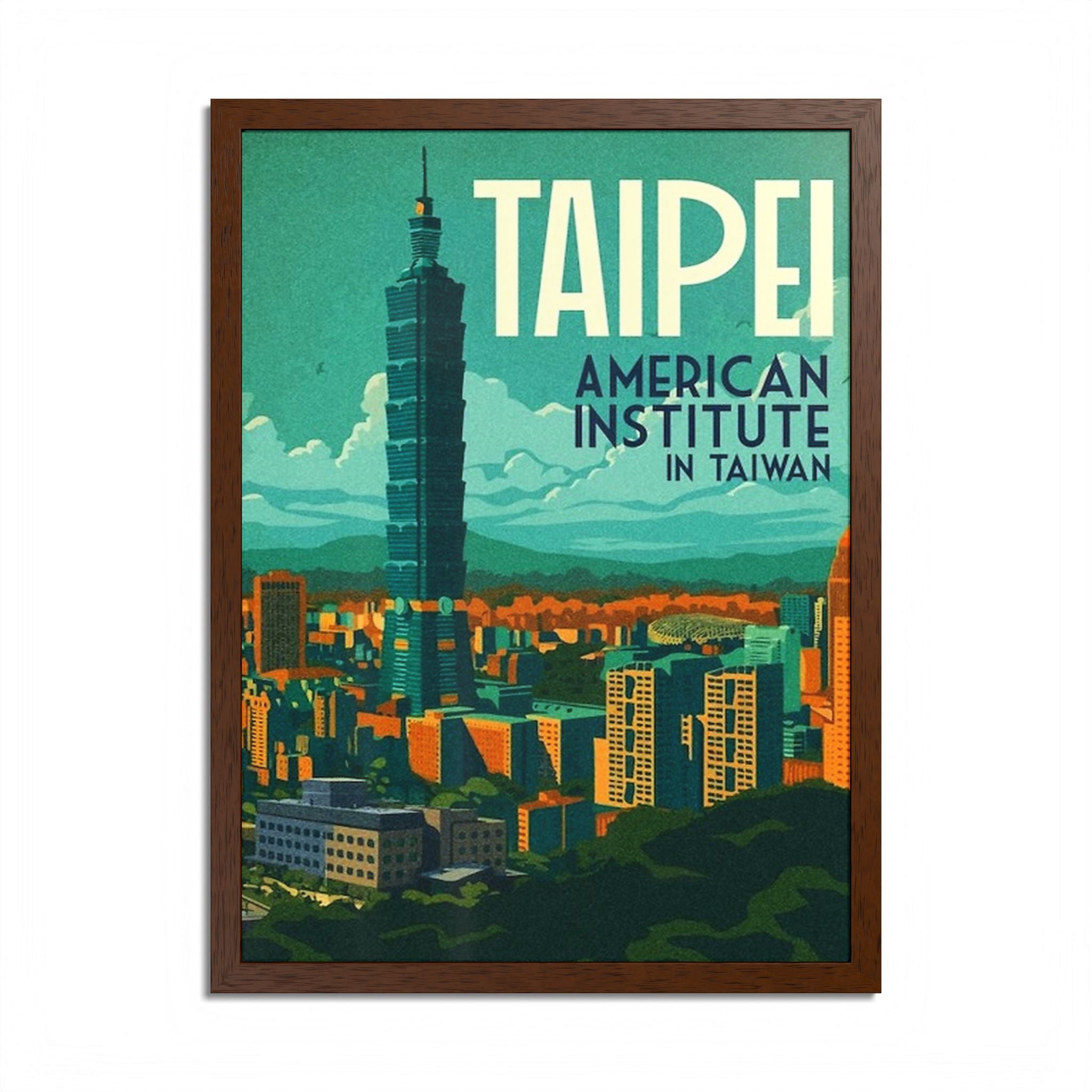 Taipei skyline poster Framed Poster | Taiwan travel wall art