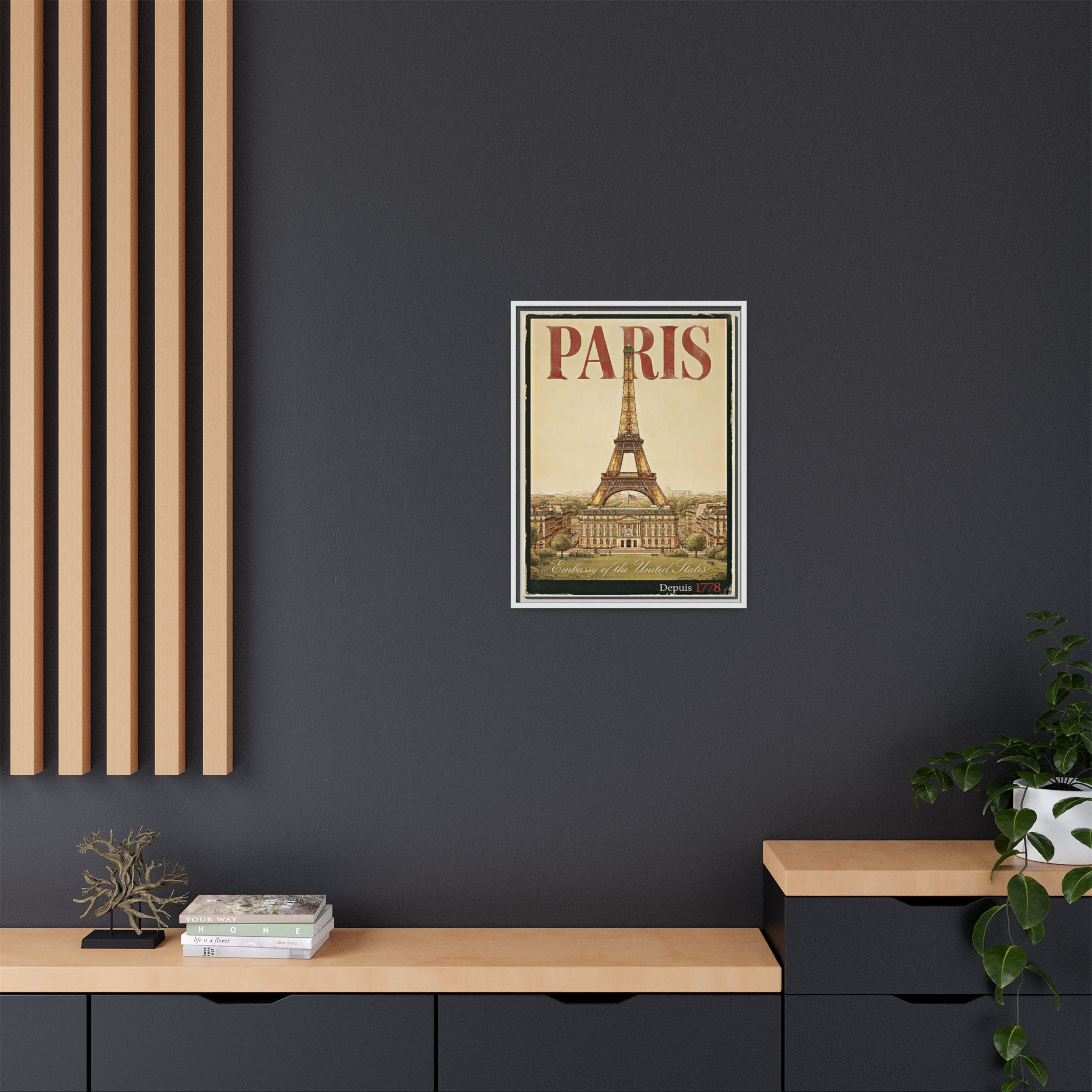 Paris Embassy Wrapped Canvas Framed