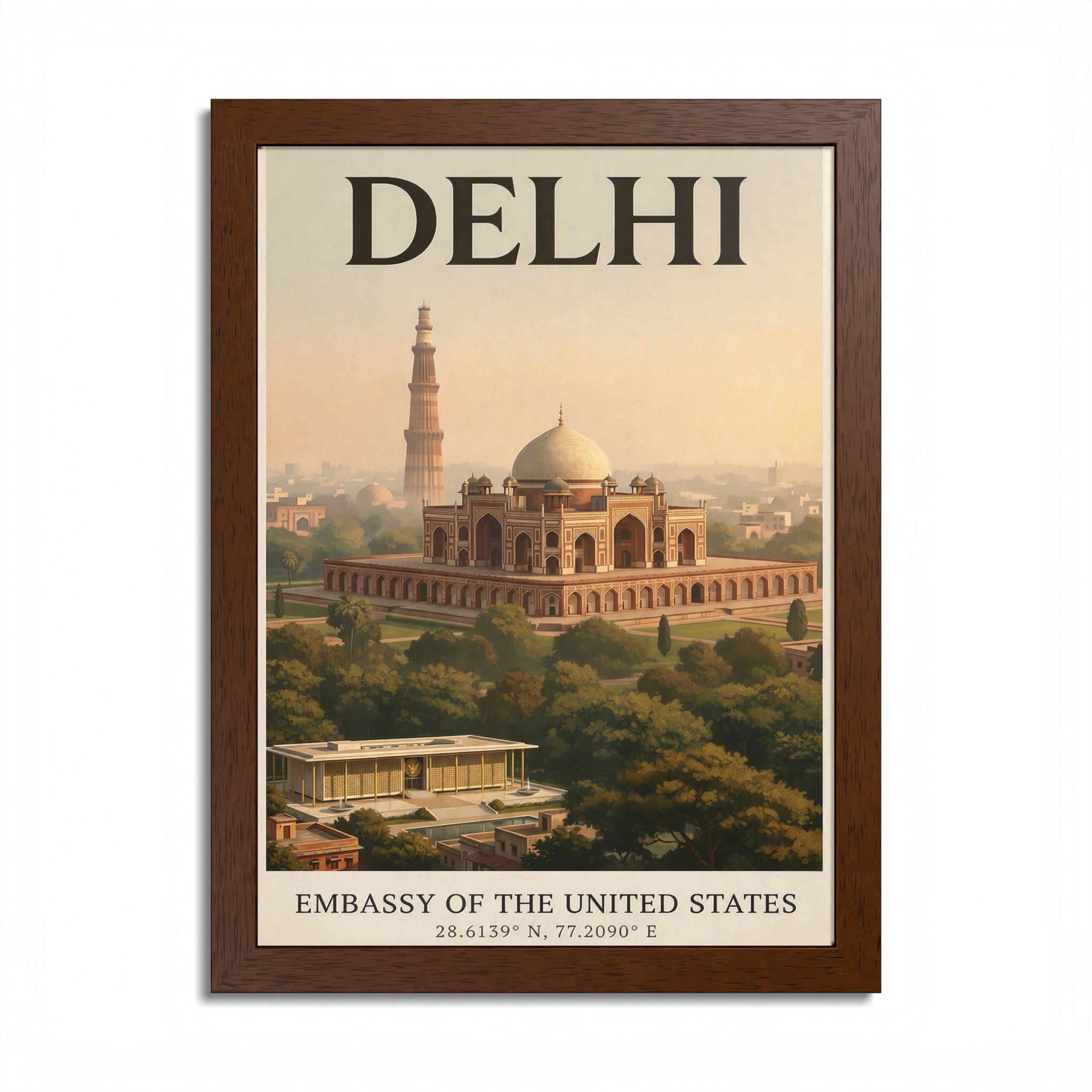 Delhi vintage travel poster Framed Poster | Embassy of the United States