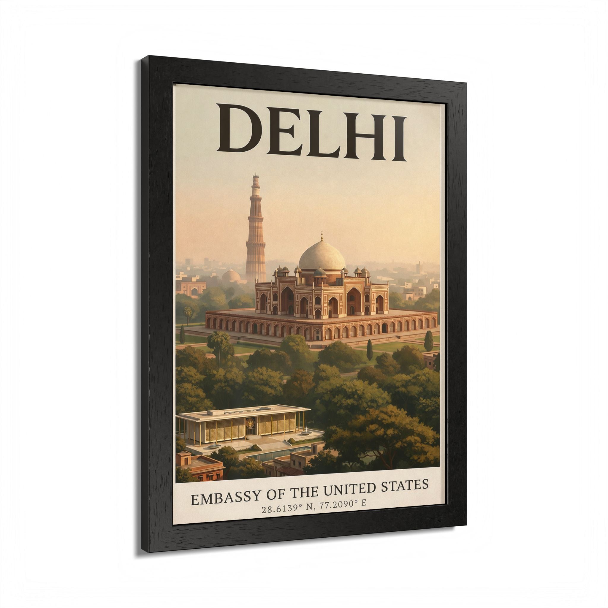 Delhi vintage travel poster Framed Poster | Embassy of the United States