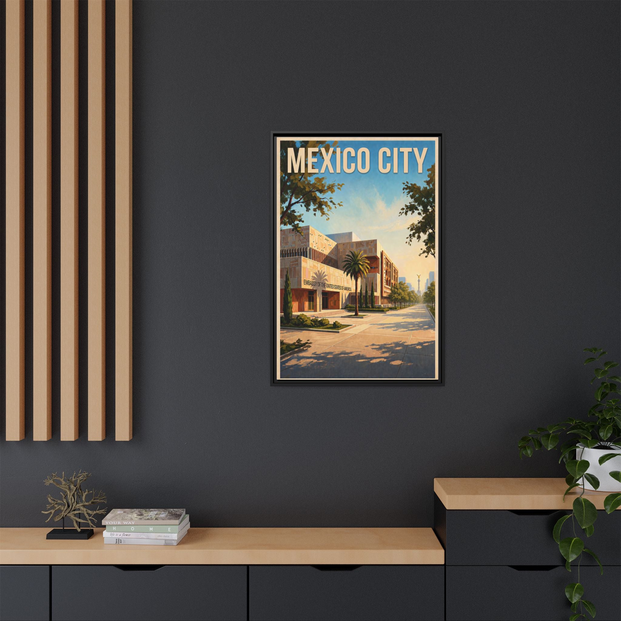 Mexico City Embassy Wrapped Canvas Framed
