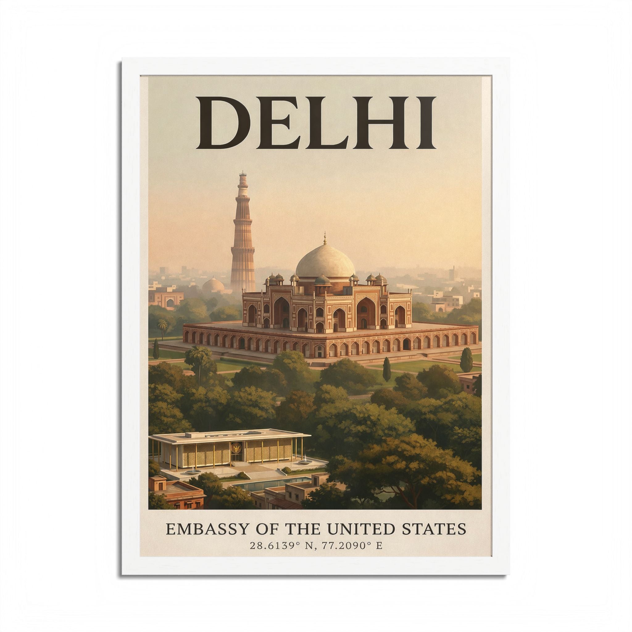 Delhi vintage travel poster Framed Poster | Embassy of the United States