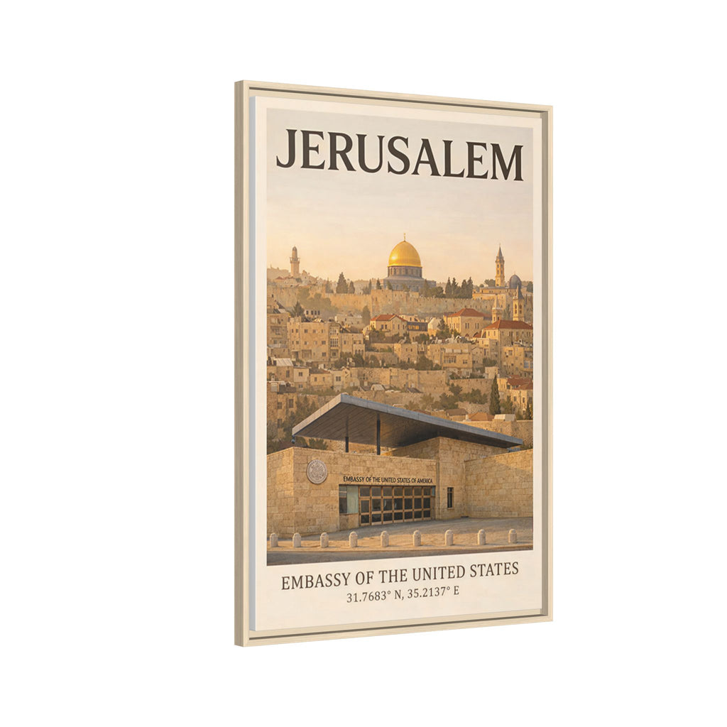 Jerusalem Embassy Wrapped Canvas Framed