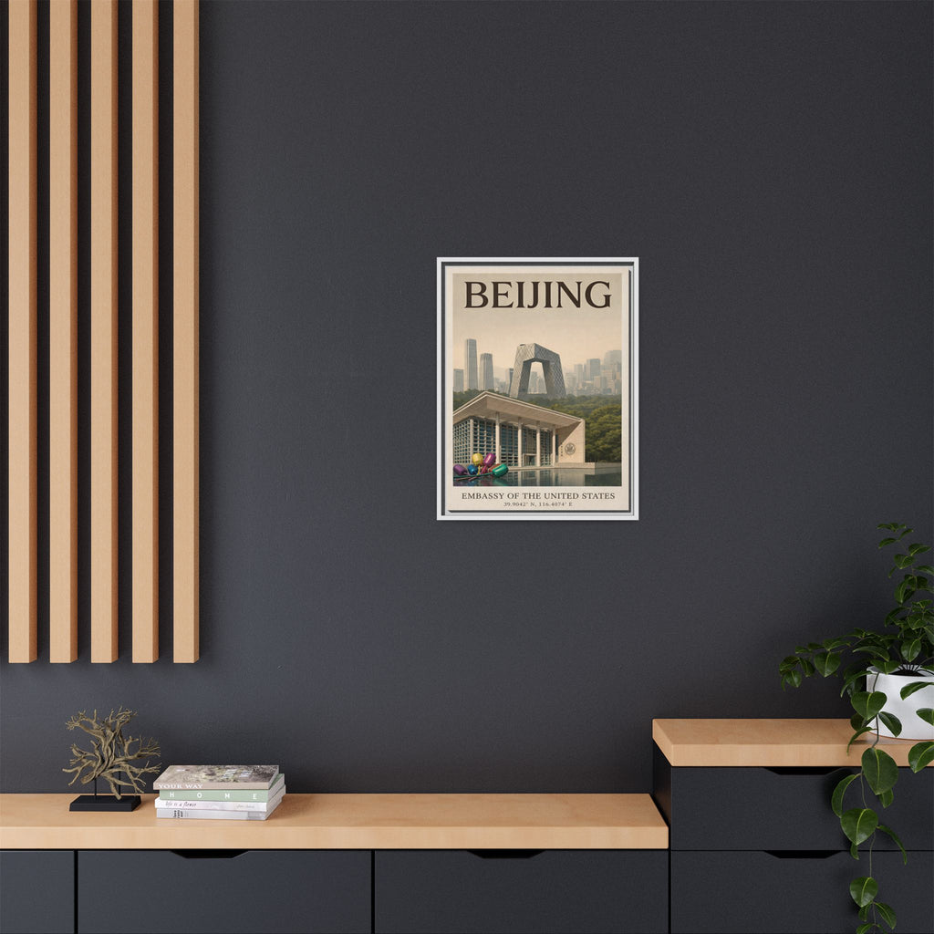 Beijing Embassy Wrapped Canvas Framed