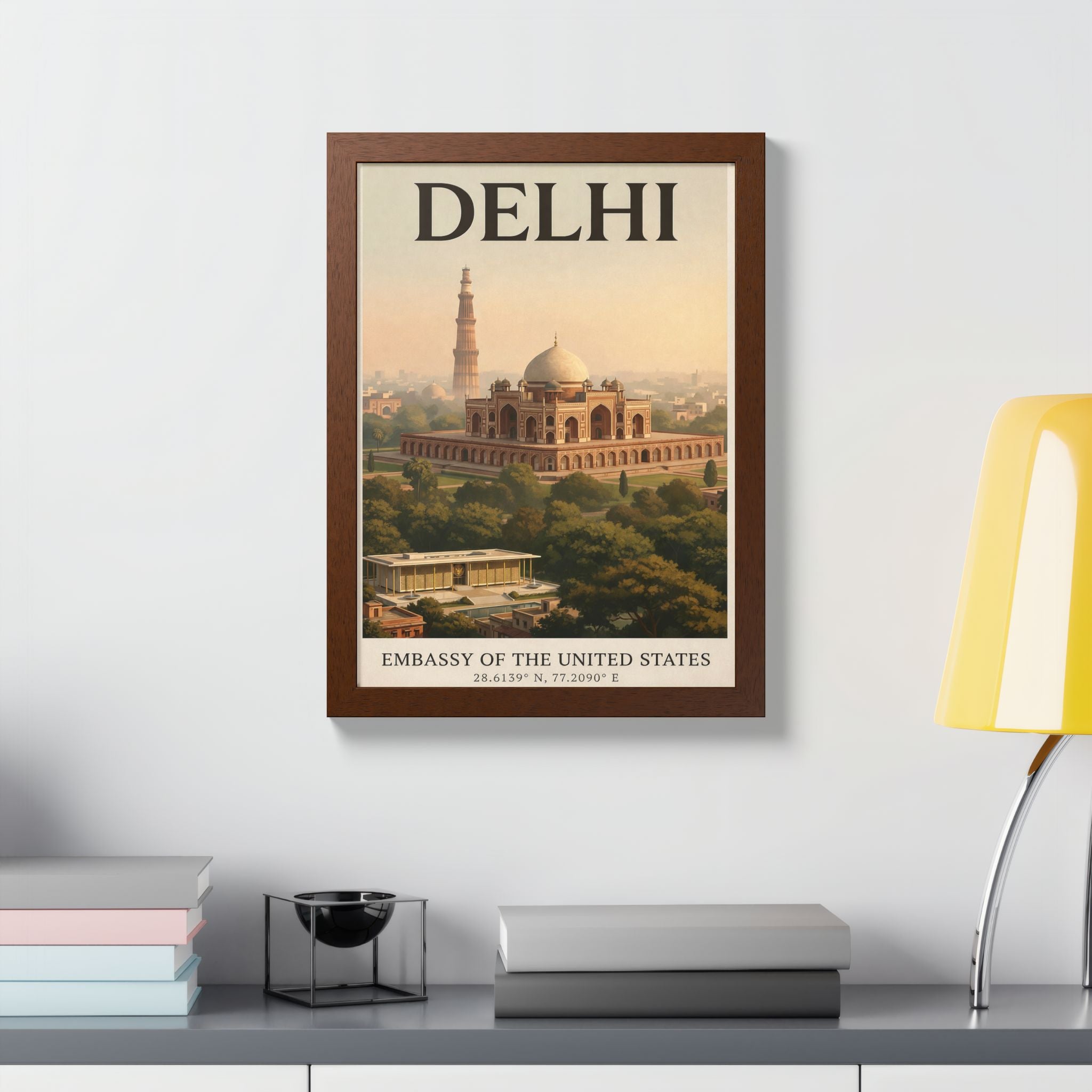 Delhi vintage travel poster Framed Poster | Embassy of the United States
