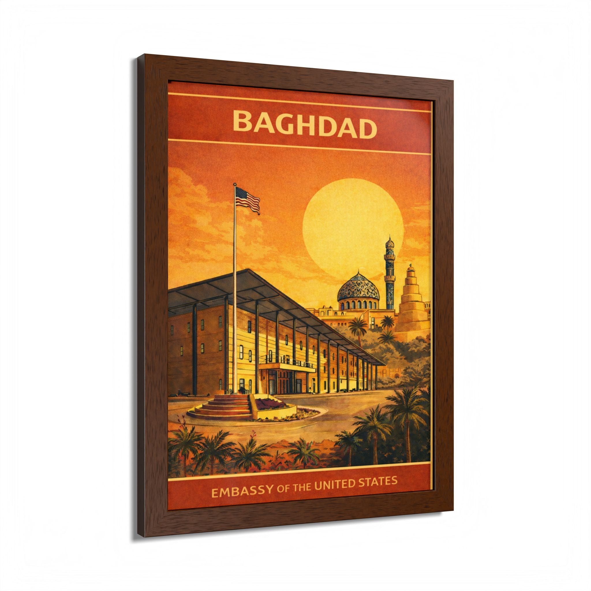 Baghdad Embassy Vintage Travel Poster Framed Poster