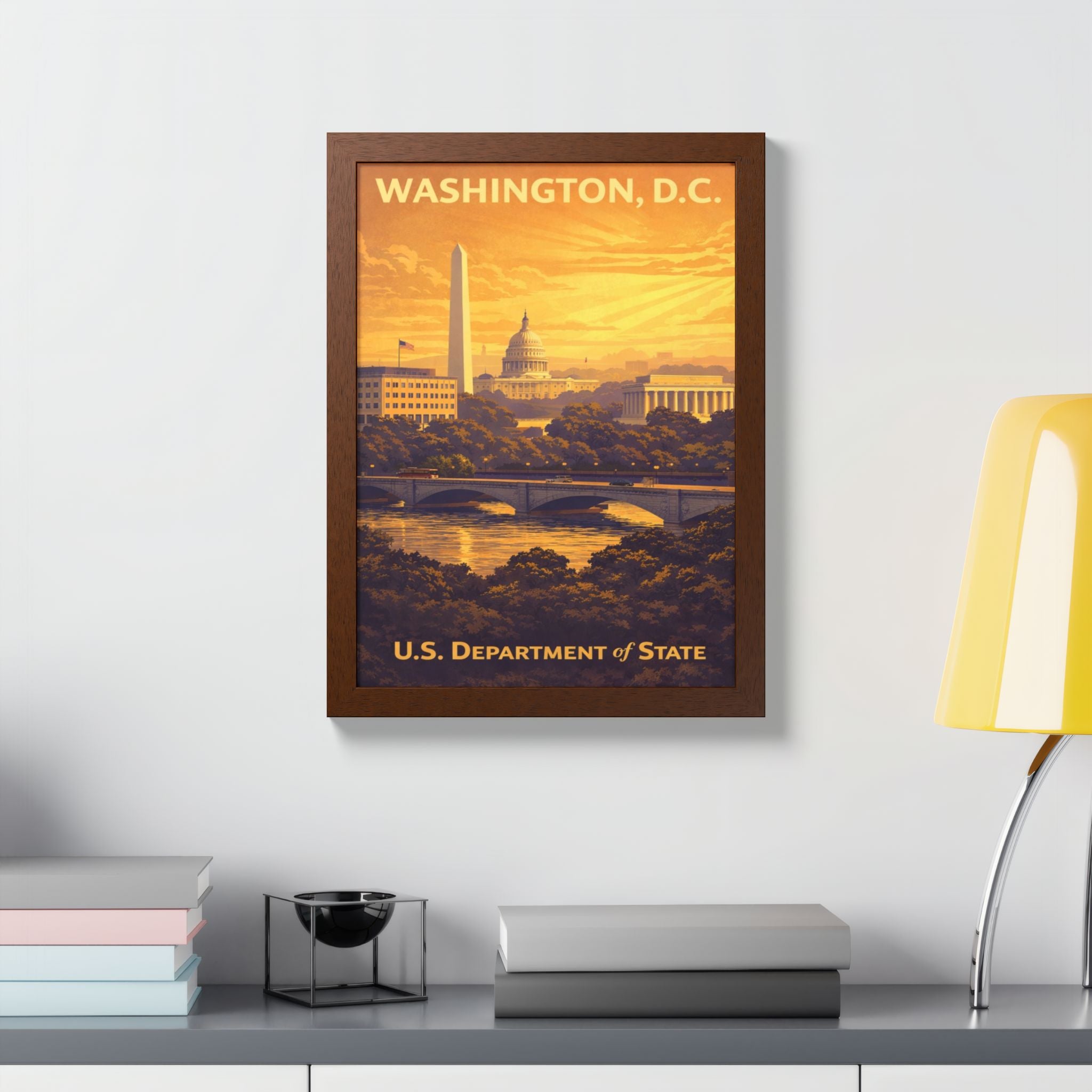 Washington D.C. skyline framed poster | U.S. Department of State vintage travel art