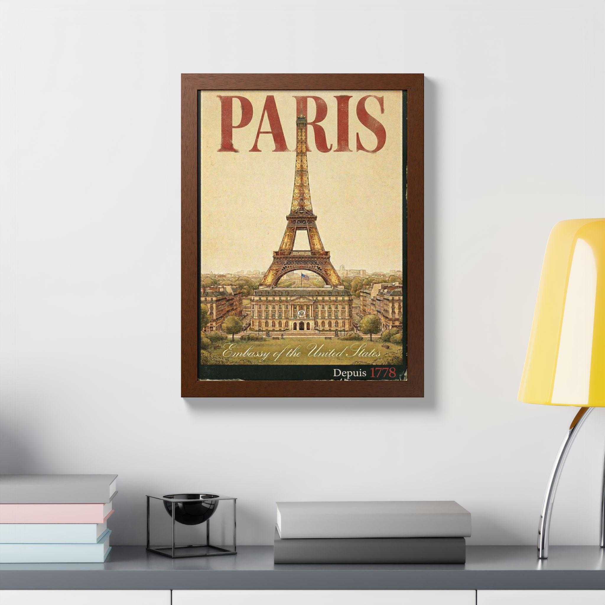 Paris Eiffel Tower Vintage Travel Poster Framed Poster
