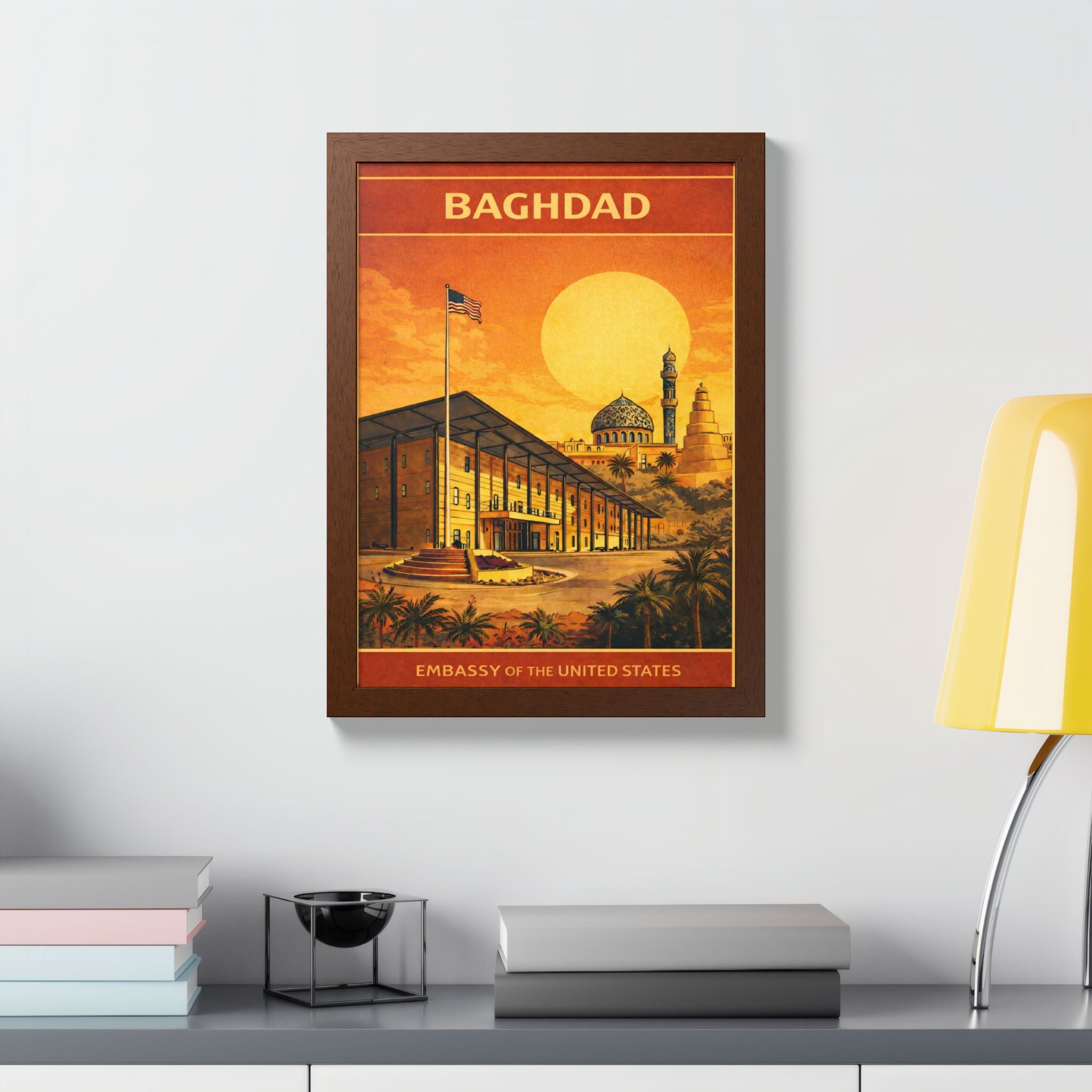 Baghdad Embassy Vintage Travel Poster Framed Poster