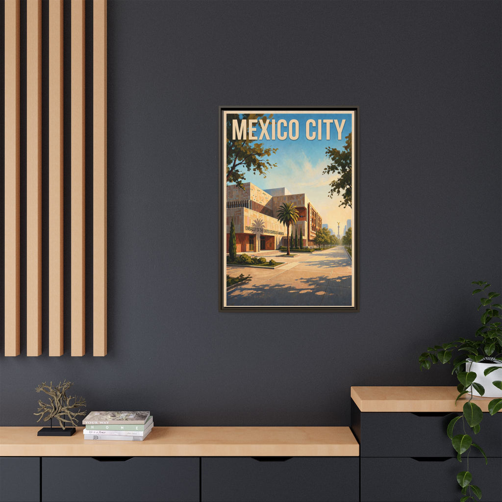 Mexico City Embassy Wrapped Canvas Framed