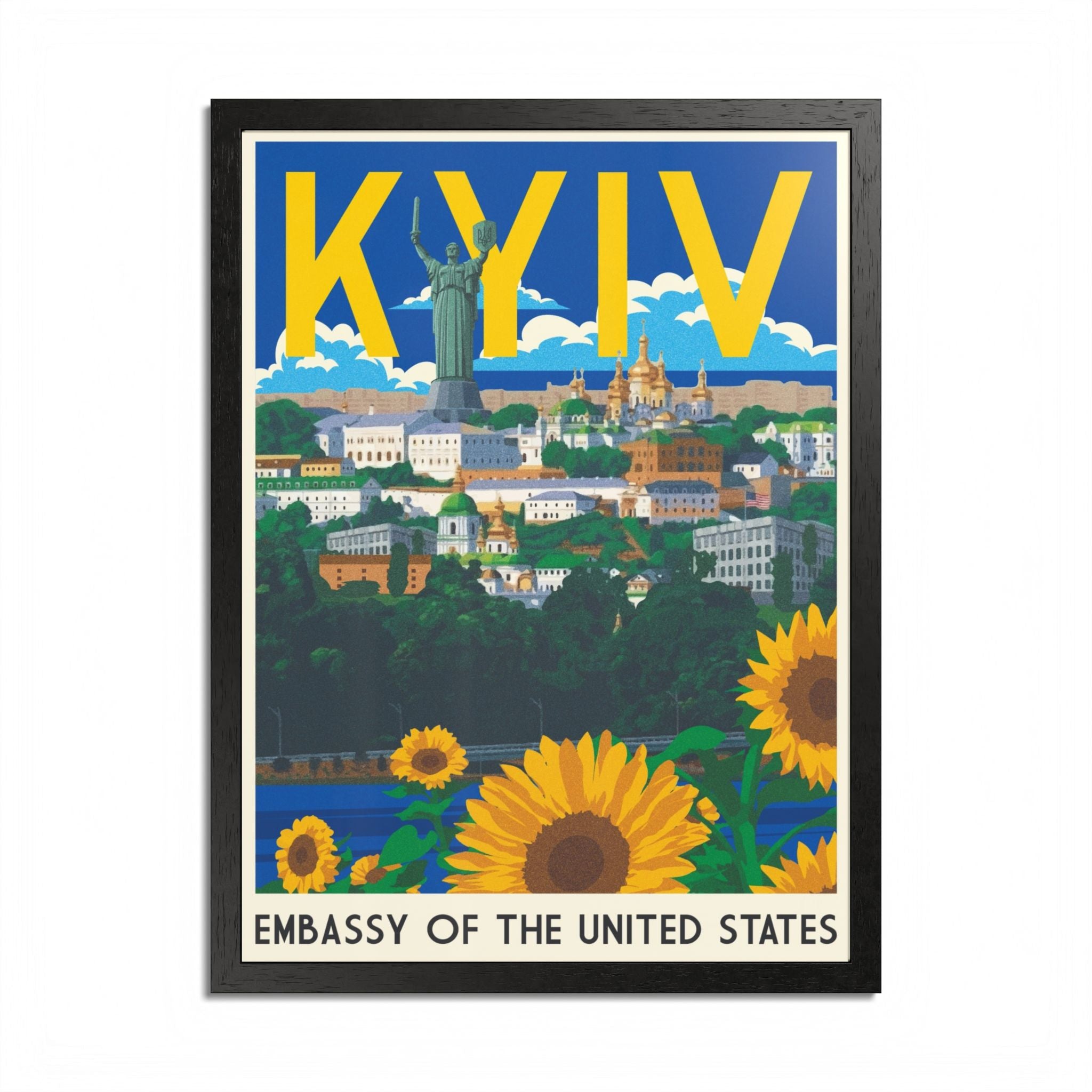 Kyiv sunflower travel poster Framed Poster | Embassy of the United States