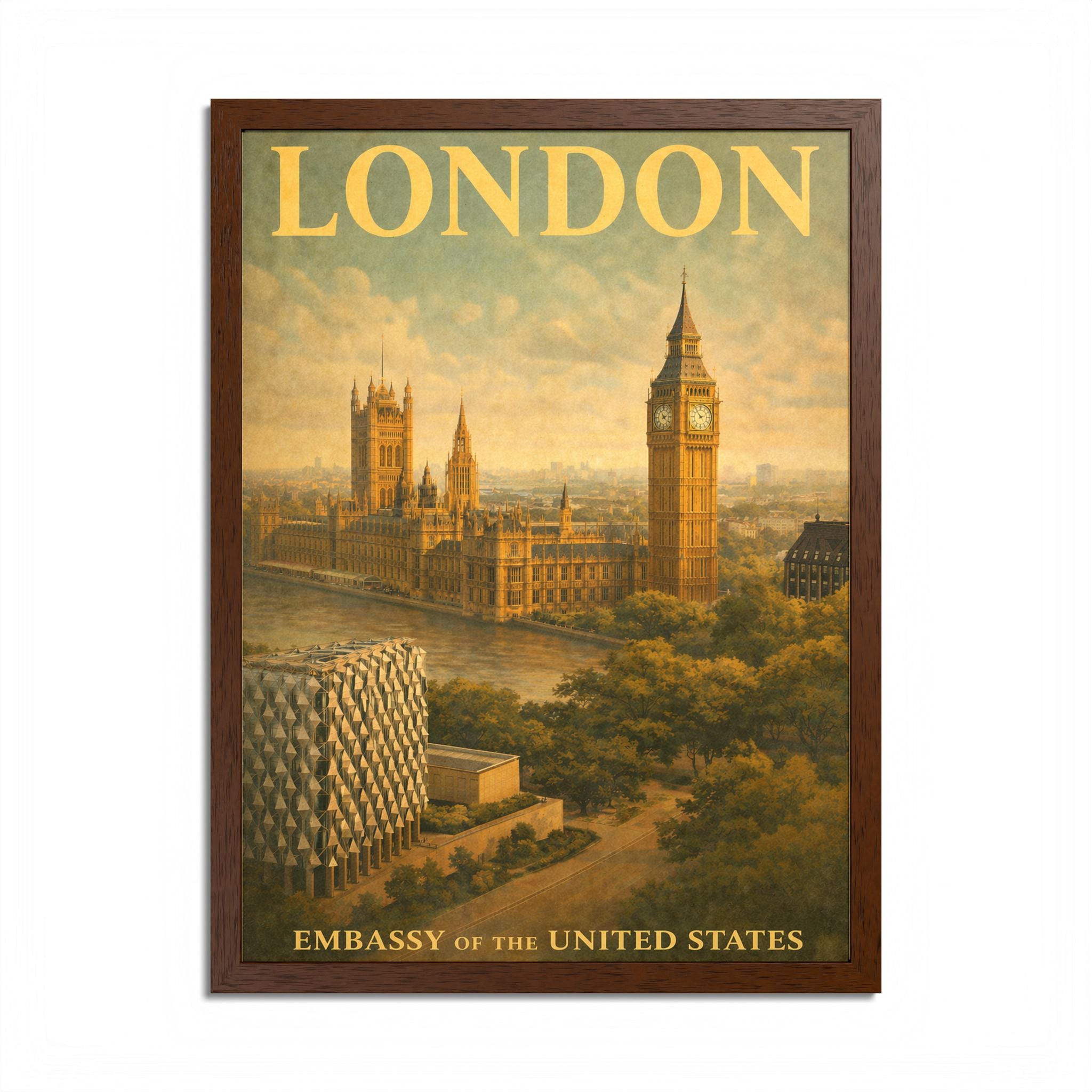 Vintage London Travel Poster Framed