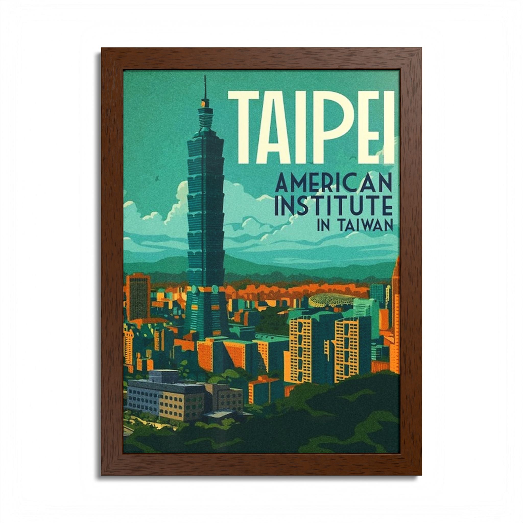 Taipei skyline poster Framed Poster | Taiwan travel wall art