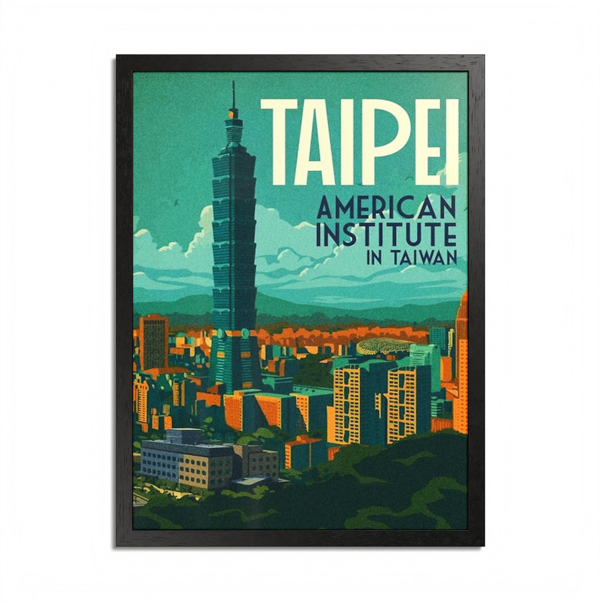 Taipei skyline poster Framed Poster | Taiwan travel wall art