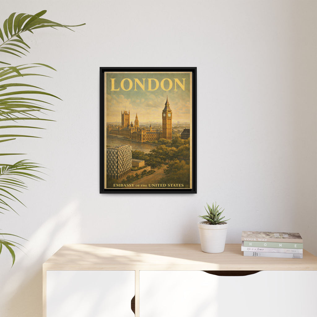 London Embassy Wrapped Canvas Framed