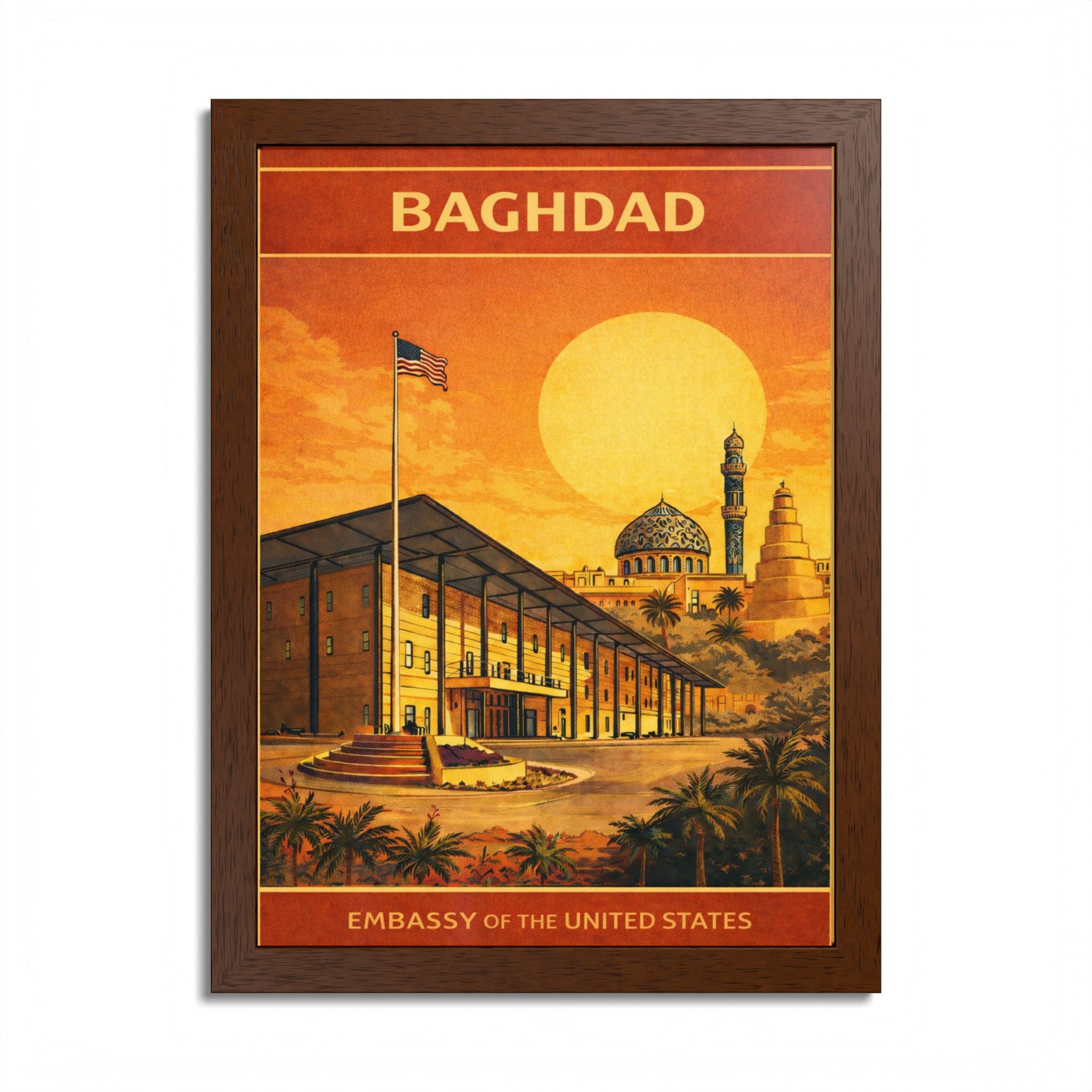 Baghdad Embassy Vintage Travel Poster Framed Poster