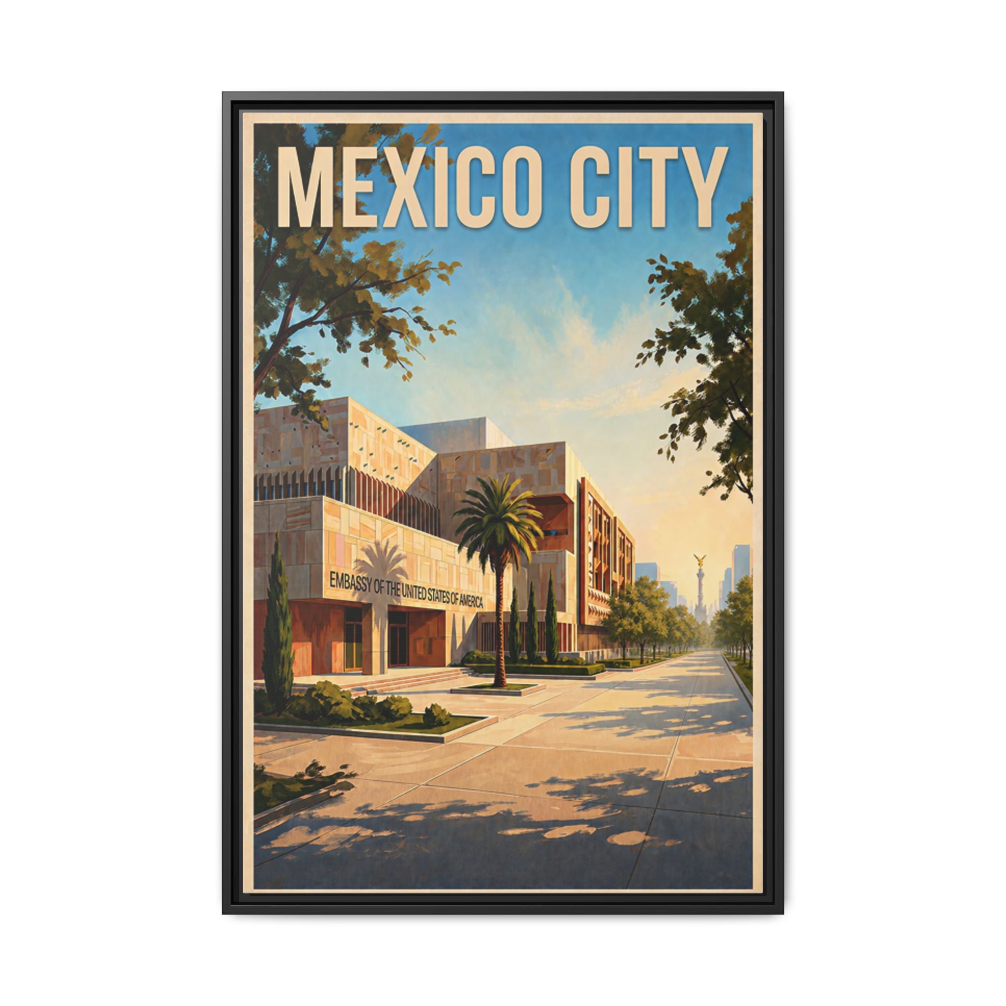 Mexico City Embassy Wrapped Canvas Framed