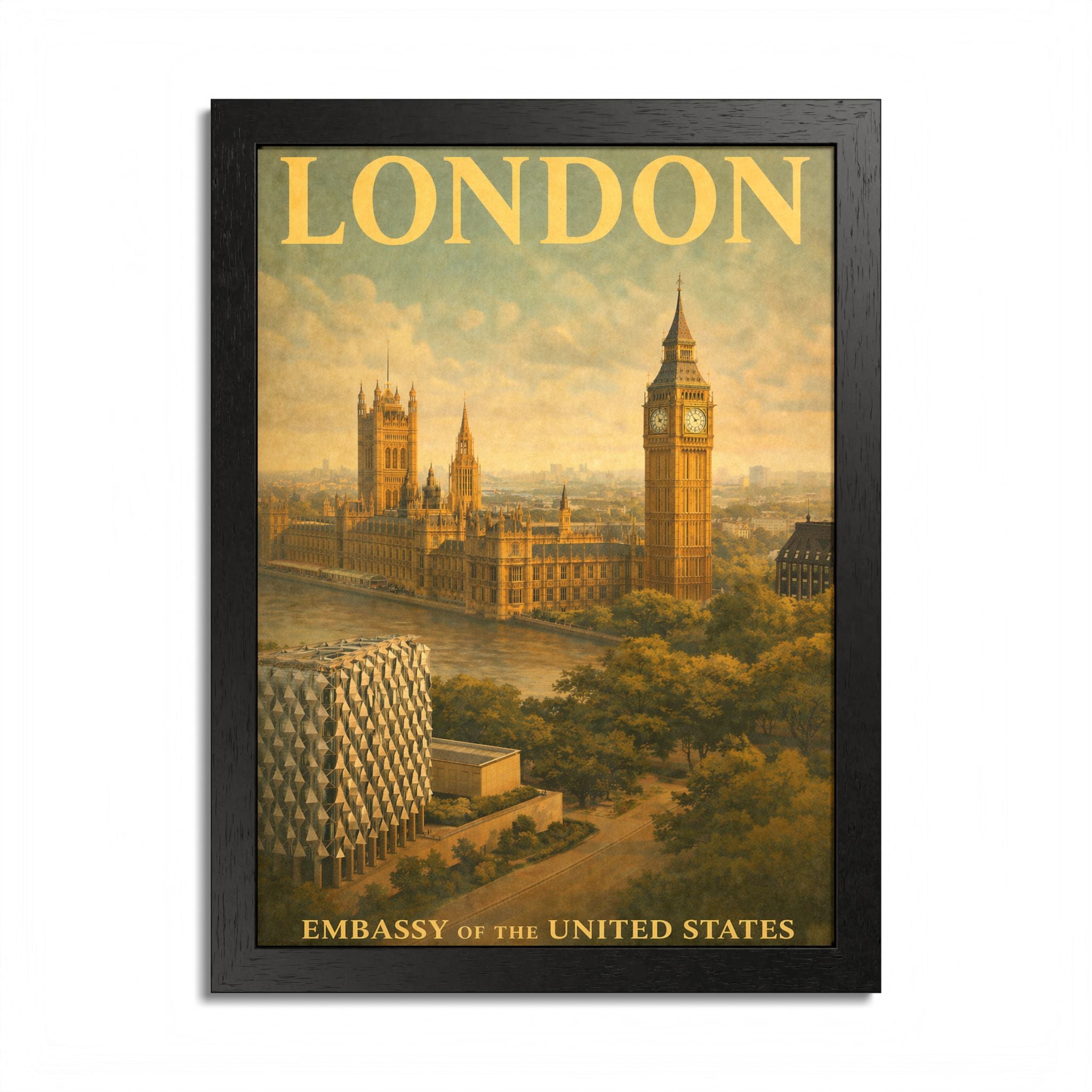 Vintage London Travel Poster Framed