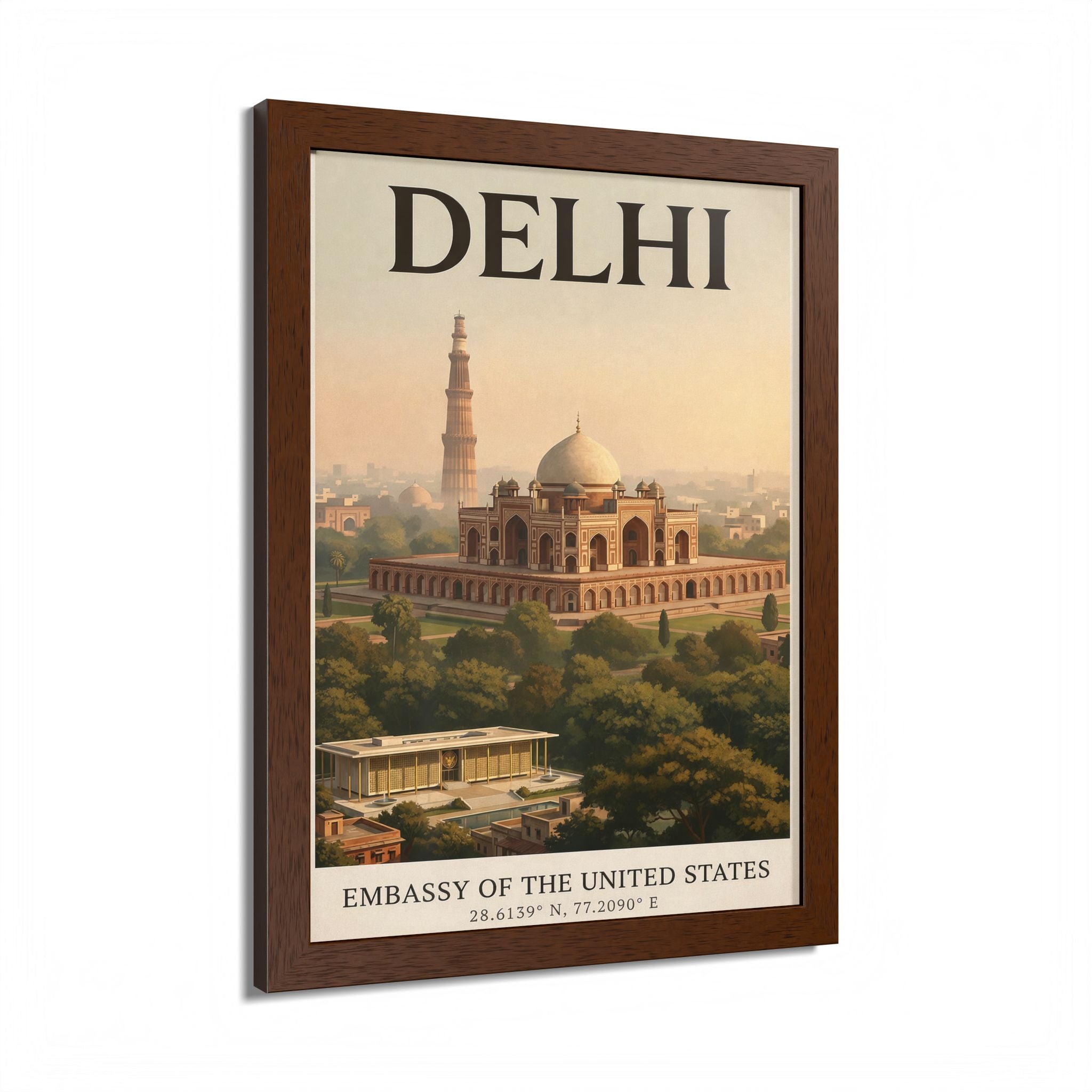Delhi vintage travel poster Framed Poster | Embassy of the United States