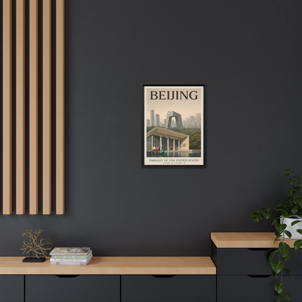 Beijing Embassy Wrapped Canvas Framed