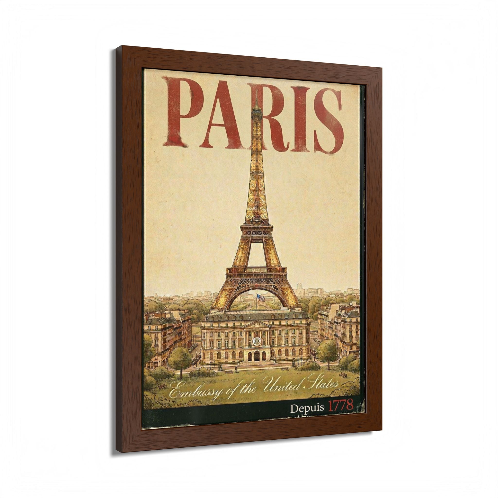 Paris Eiffel Tower Vintage Travel Poster Framed Poster