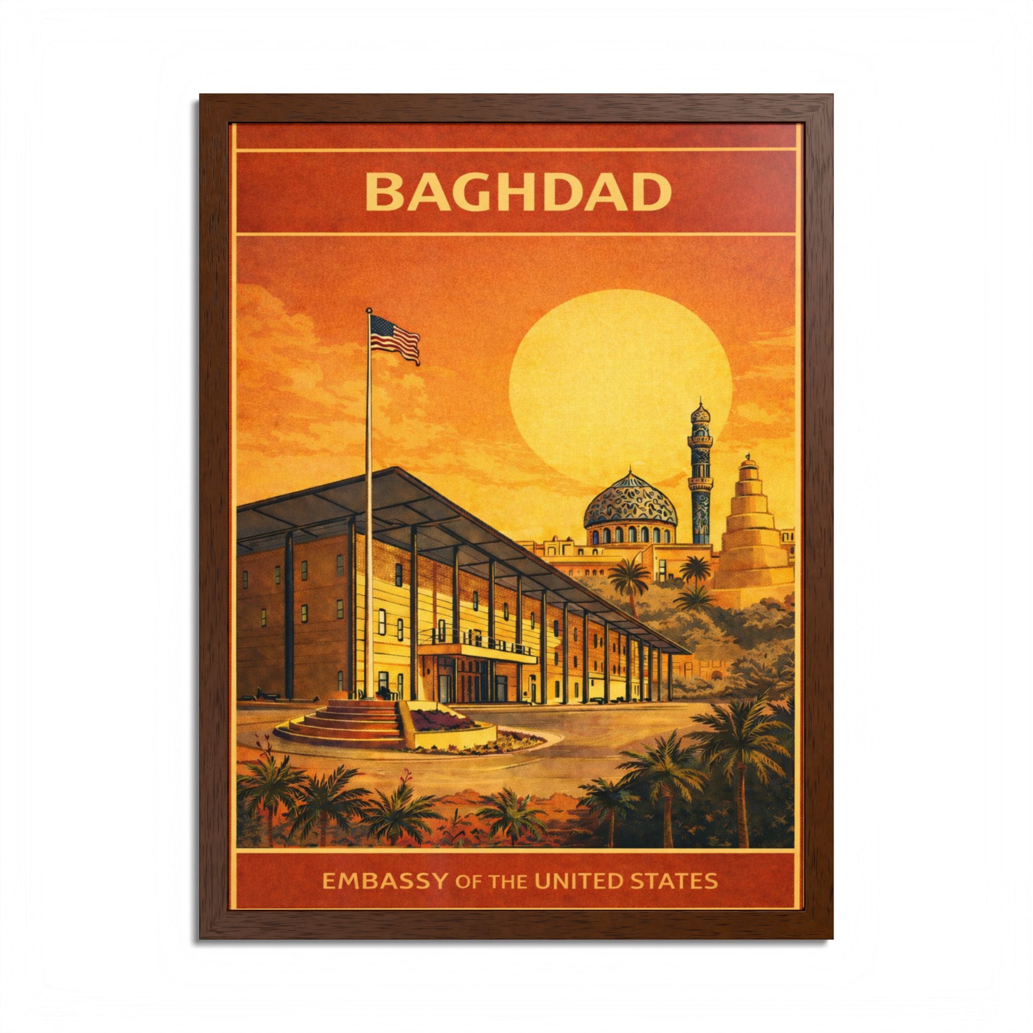 Baghdad Embassy Vintage Travel Poster Framed Poster