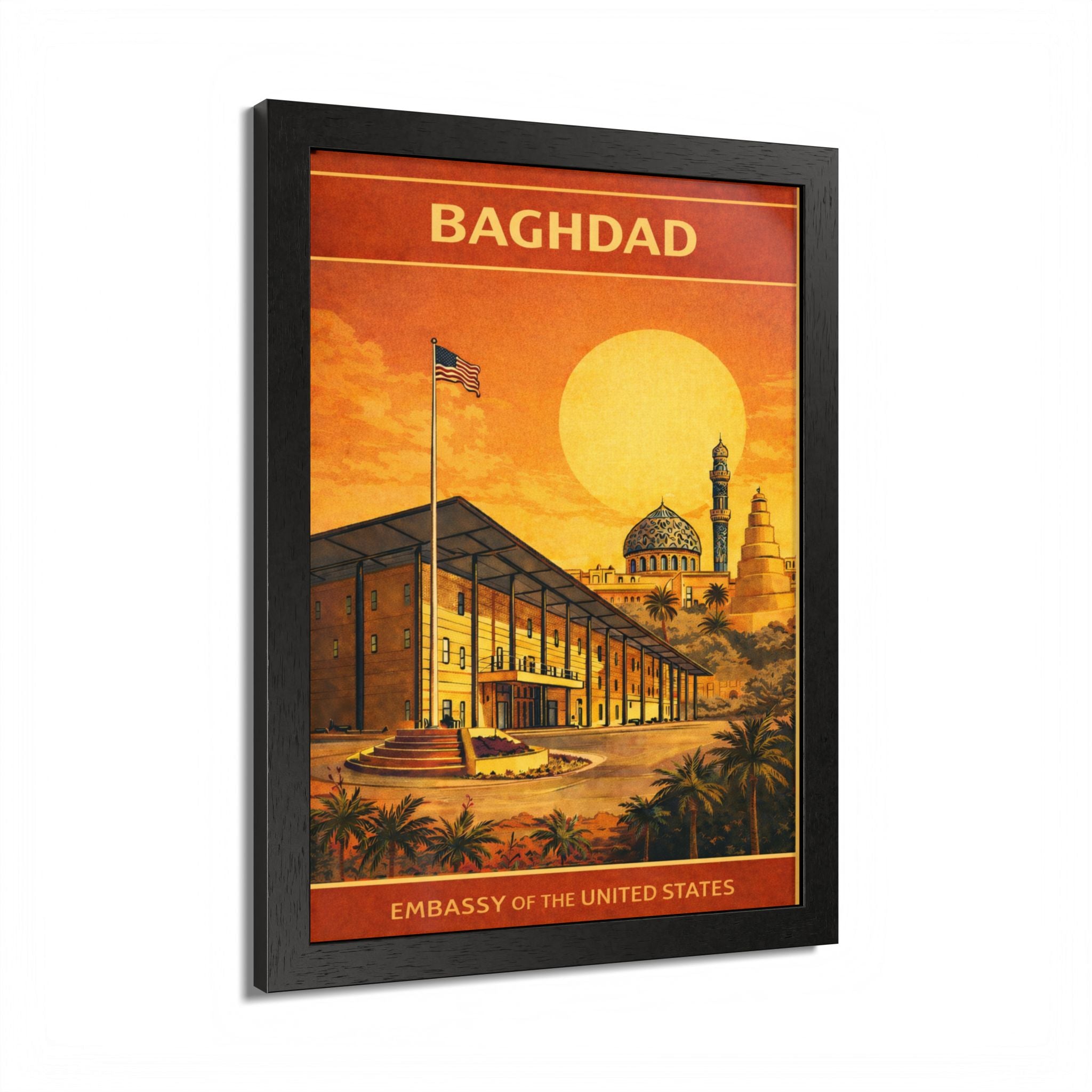 Baghdad Embassy Vintage Travel Poster Framed Poster