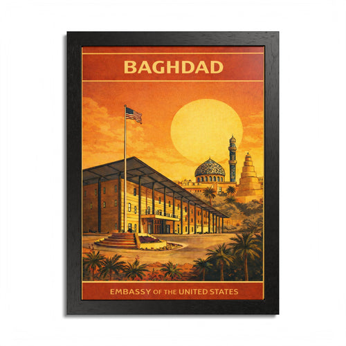Baghdad Embassy Vintage Travel Poster Framed Poster