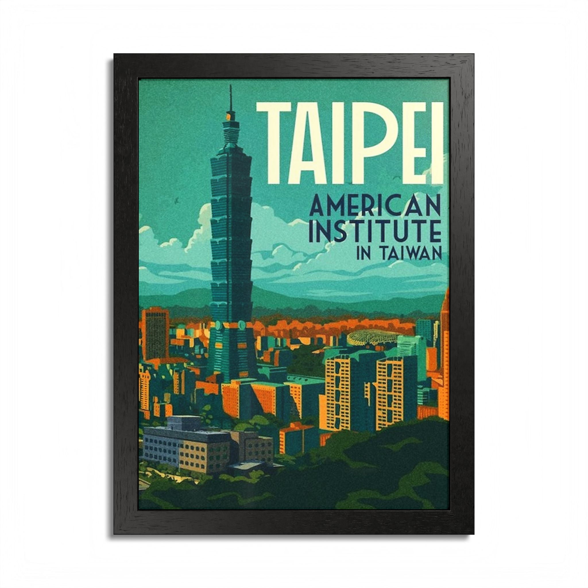 Taipei skyline poster Framed Poster | Taiwan travel wall art