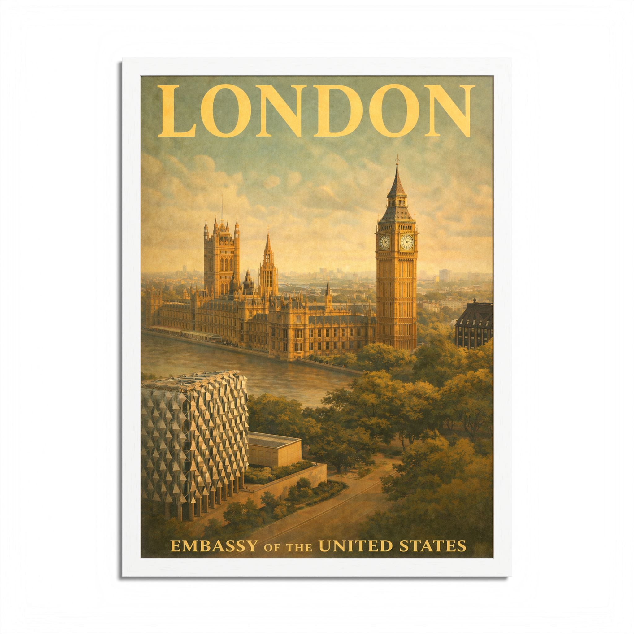 Vintage London Travel Poster Framed