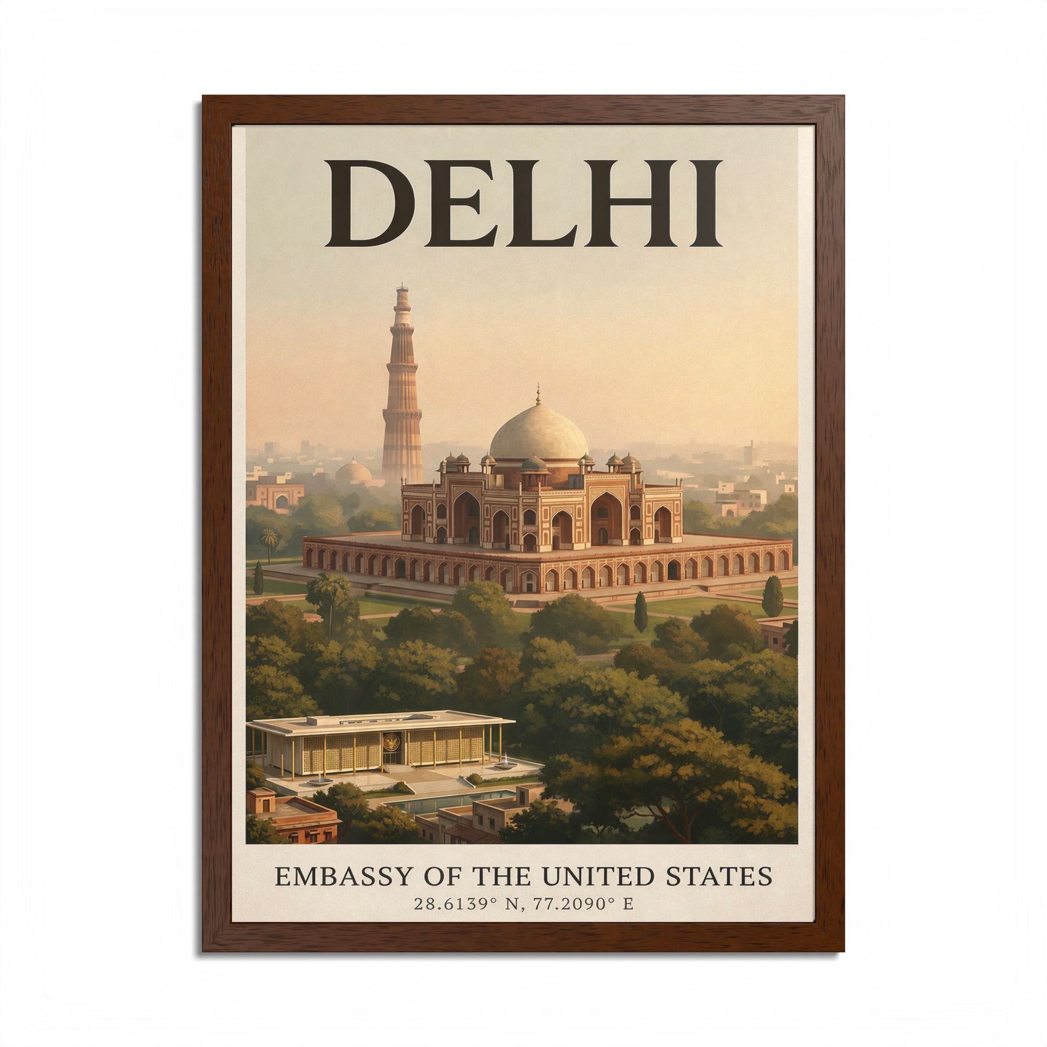 Delhi vintage travel poster Framed Poster | Embassy of the United States