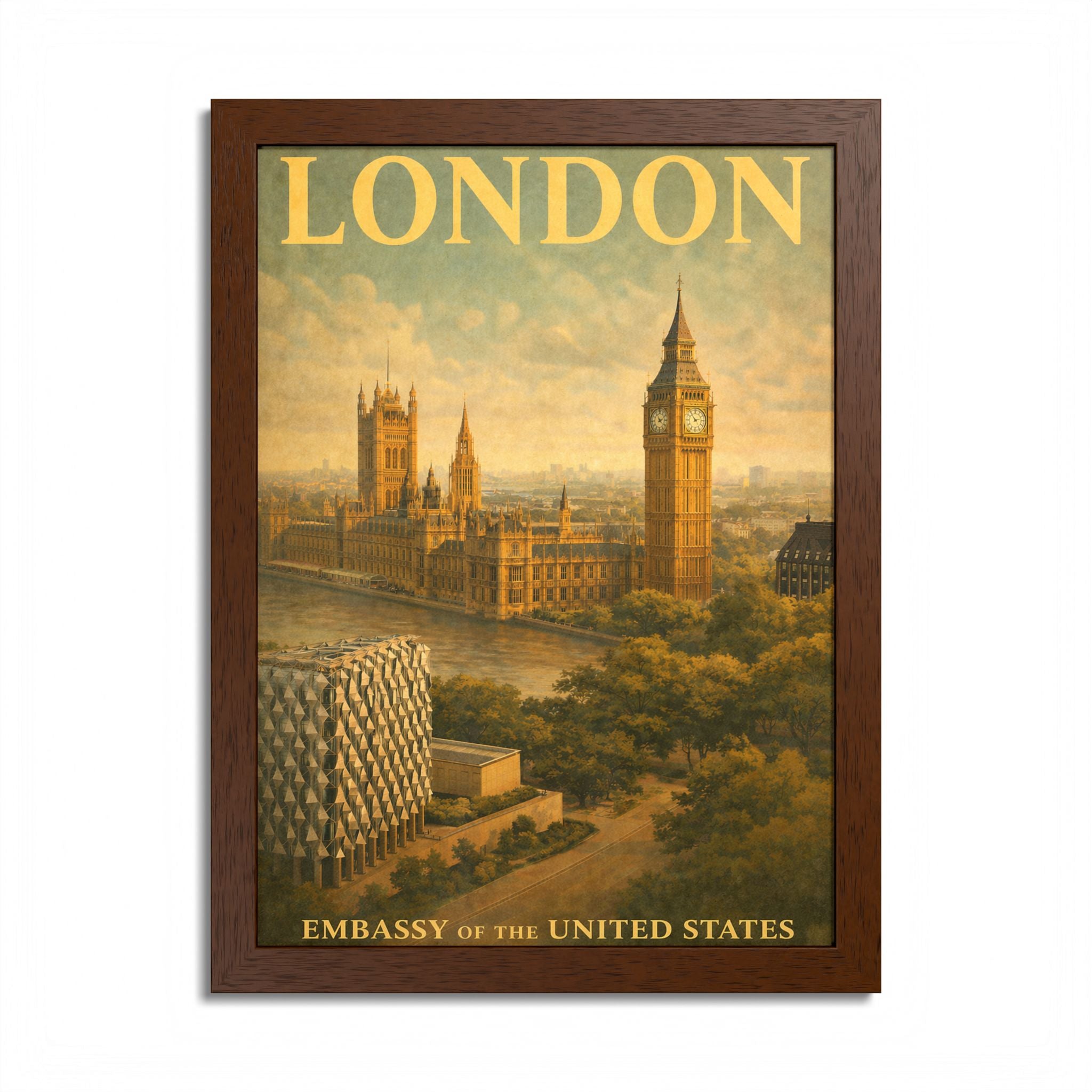 Vintage London Travel Poster Framed